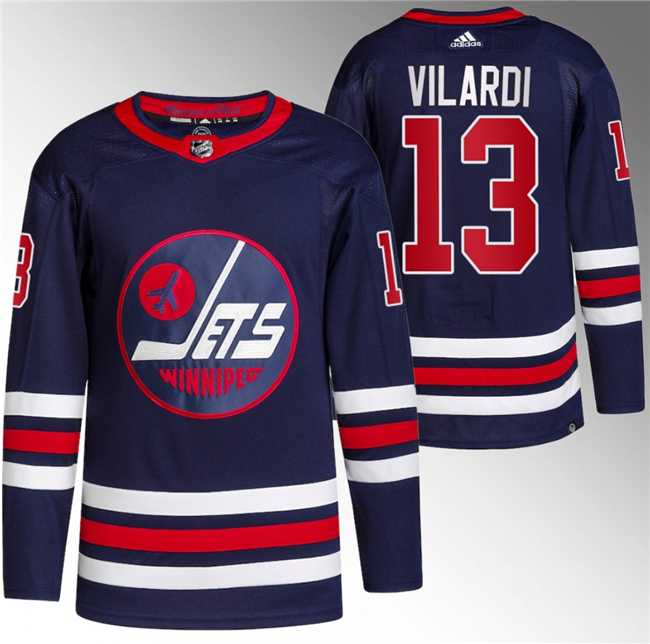 Mens Winnipeg Jets #13 Gabriel Vilardi 2021-22 Navy Stitched Jersey->winnipeg jets->NHL Jersey